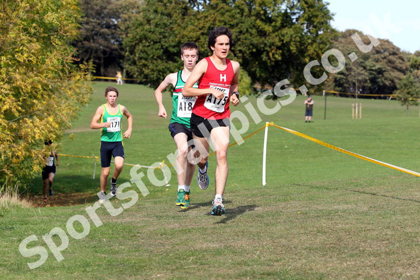 Tom Bains (Hallamshire Harriers), under-17 boys, Northern Cross Country Relay, Graves Park, Sheffield.